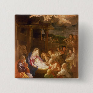 The Nativity at Night, 1640 2 Inch Square Button
