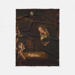 The Nativity at Night (Birth of Jesus, Christmas) Fleece Blanket