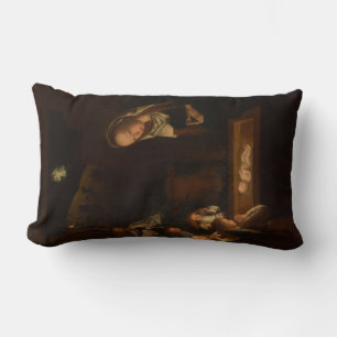 The Nativity at Night (Birth of Jesus, Christmas) Lumbar Pillow