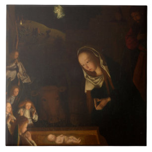 The Nativity at Night (Birth of Jesus, Christmas) Tile