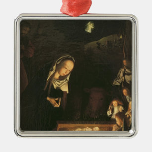 The Nativity at Night Metal Ornament