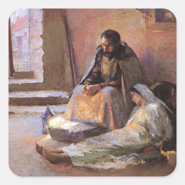 The Nativity By Gari Melchers Square Sticker (Front)