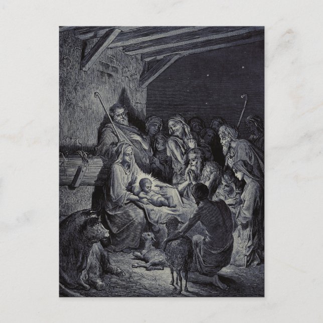 The Nativity by Gustave Doré Premium Victorian Ink Postcard (Front)
