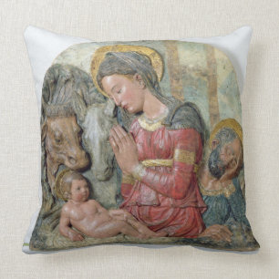 The Nativity, c.1460 (painted terracotta) Throw Pillow