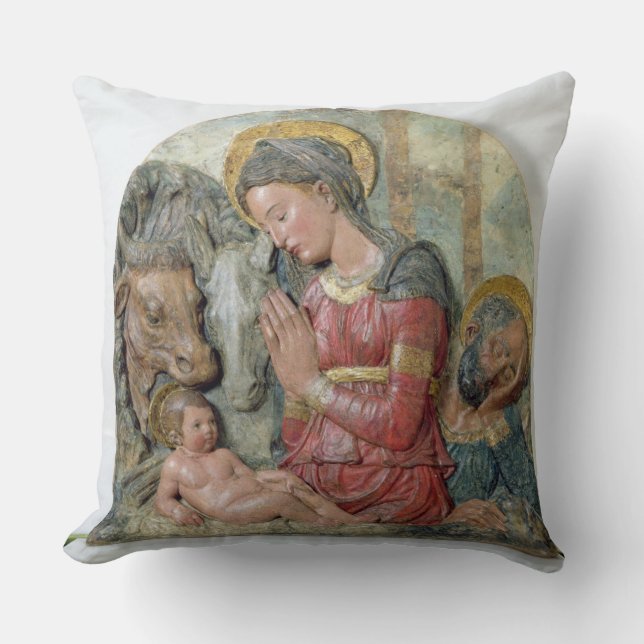 The Nativity, c.1460 (painted terracotta) Throw Pillow (Front)