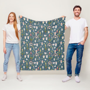 The Nativity Christmas holiday Navy Fleece Blanket