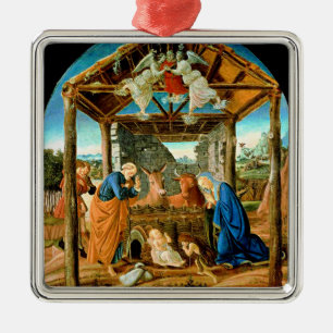 The Nativity, famous painting by Sandro Botticelli Metal Ornament