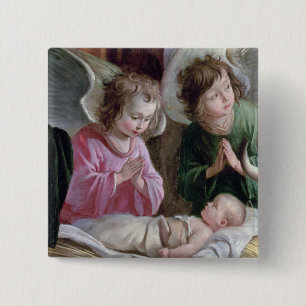 The Nativity, from the Buxtehude Altar, 1400-10 2 Inch Square Button