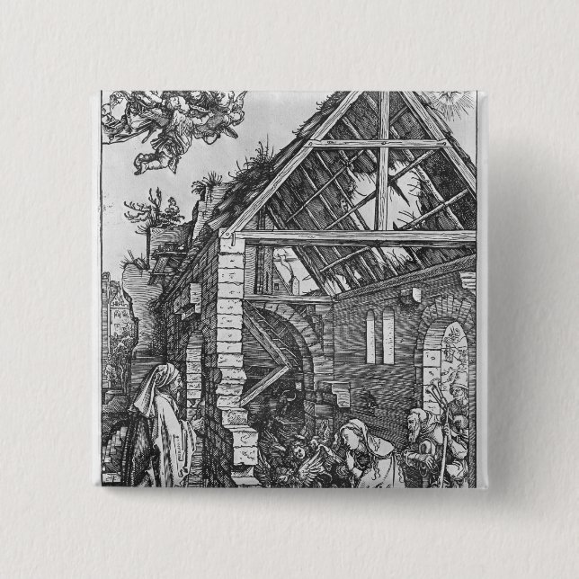 The Nativity, from the 'Life of the Virgin' 2 Inch Square Button (Front)