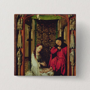 The Nativity, left wing of a triptych, c.1496 2 Inch Square Button