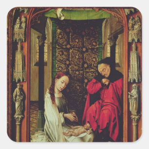 The Nativity, left wing of a triptych, c.1496 Square Sticker