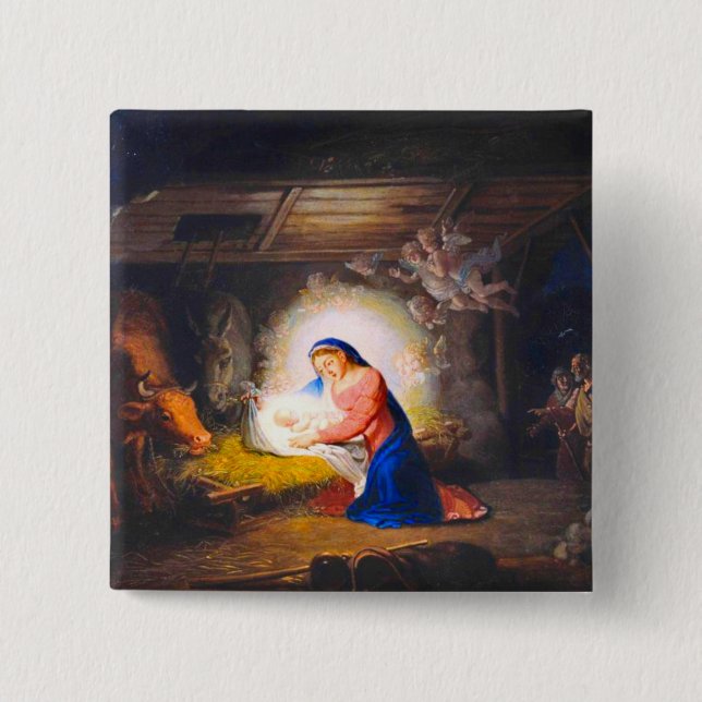 The Nativity of Christ 2 Inch Square Button (Front)