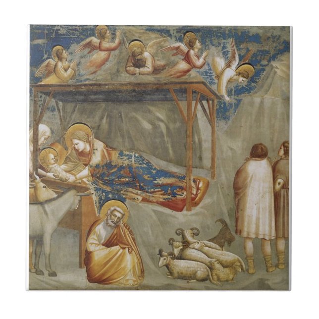 The Nativity of Jesus Christ by Giotto Renaissance Tile (Front)