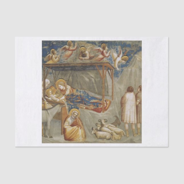 The Nativity of Jesus Christ by Giotto  Tissue Paper (Front)