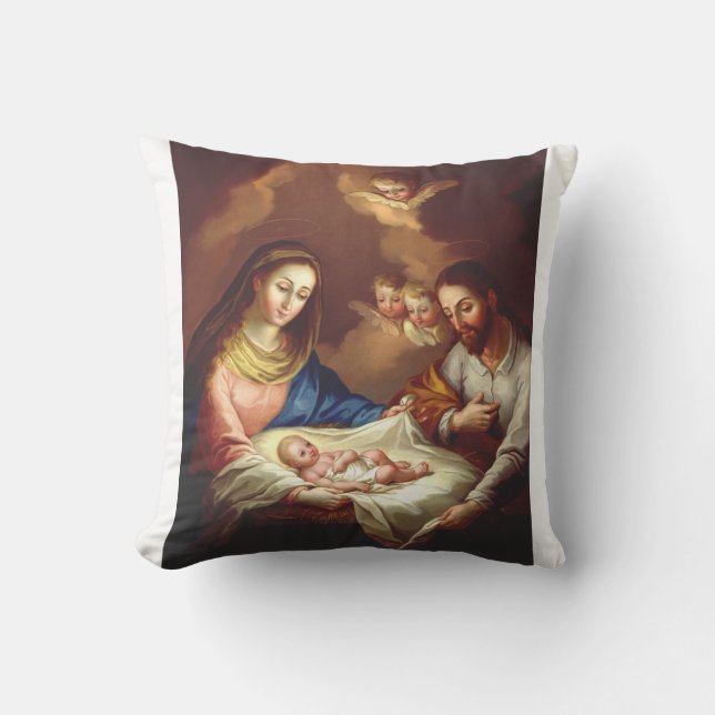 The Nativity of Jesus Christ  Throw Pillow (Front)