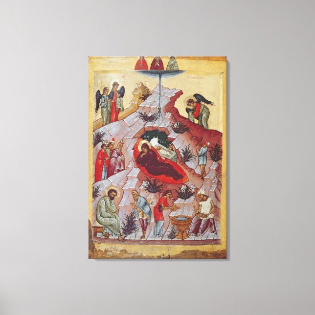 The Nativity, Russian icon, 16th century Canvas Print (Front)