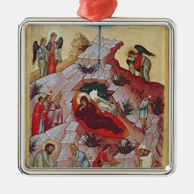 The Nativity, Russian icon, 16th century Metal Ornament (Front)