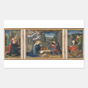 The Nativity Scene with Donors and Saints Sticker