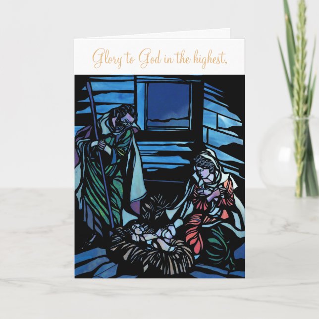 The Nativity Stained Glass Christmas Holiday Card (Front)