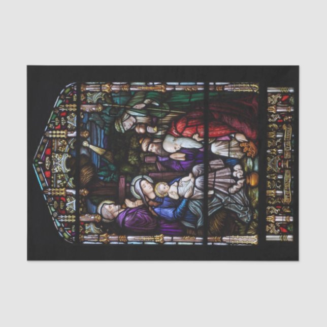 The Nativity Stained Glass Christmas Tissue Paper (Front)