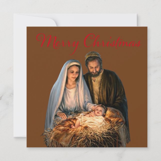 The Nativity with Mary, Joseph and baby Jesus  Holiday Card (Front)