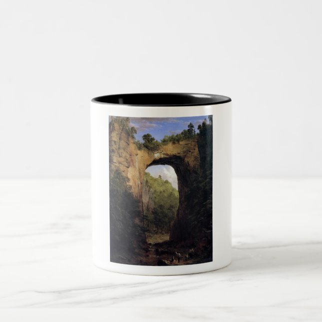 The Natural Bridge, Virginia by Frederick Edwin Ch Two-Tone Coffee Mug (Center)