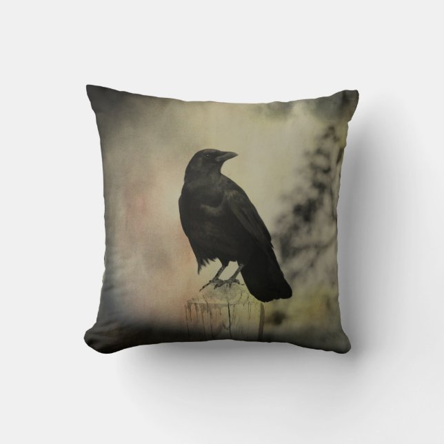 The Nature Of A Crow Throw Pillow (Front)