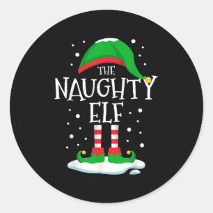 The Naughty Elf Christmas Family Matching Xmas Gro Classic Round Sticker