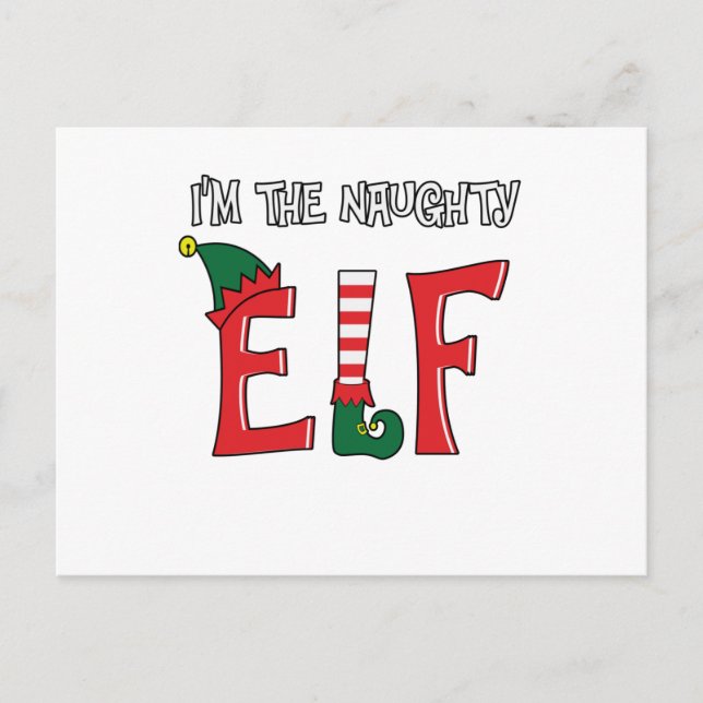 The Naughty Elf Family Matching Christmas Pajamas Postcard (Front)