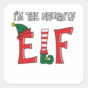 The Naughty Elf Family Matching Christmas Pajamas Square Sticker