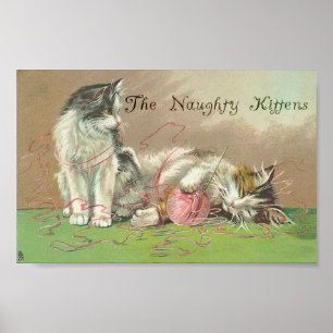 The Naughty Kittens Got into the Yarn Poster