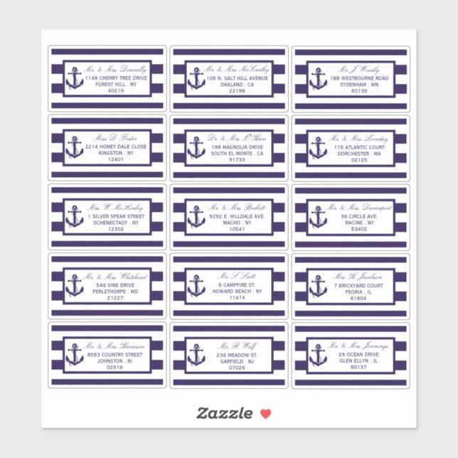 The Nautical Anchor Navy Stripe Wedding Collection (Sheet)