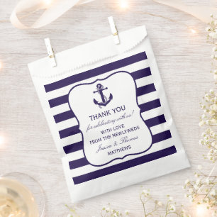 The Nautical Anchor Navy Stripe Wedding Collection Favour Bag