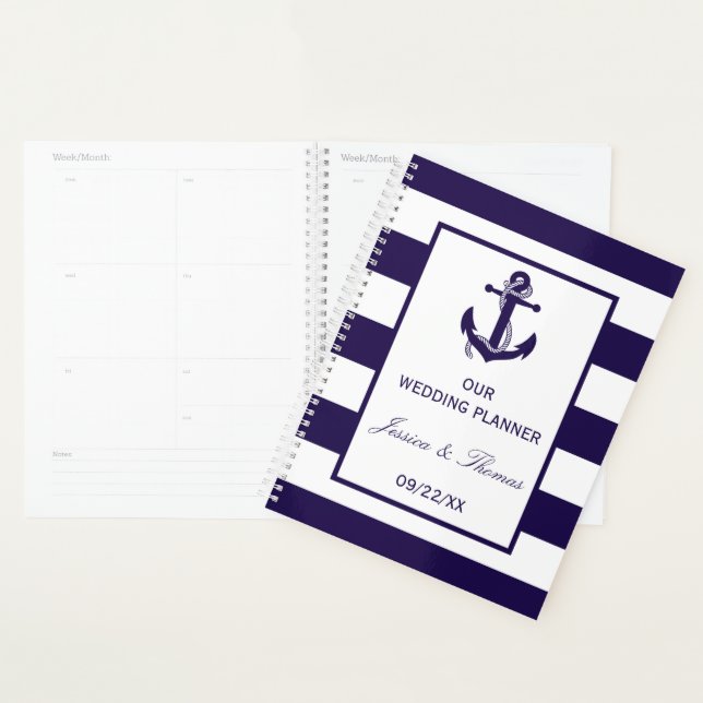 The Nautical Anchor Navy Stripe Wedding Collection Planner (Display)