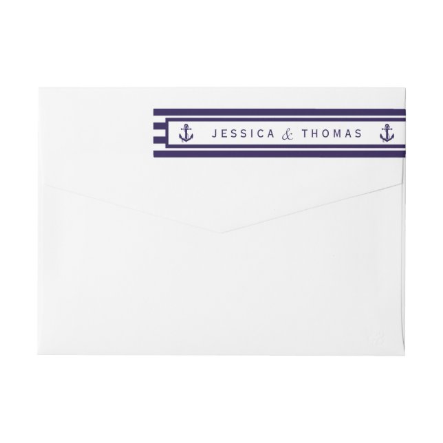 The Nautical Anchor Navy Stripe Wedding Collection Wrap Around Label (Back)
