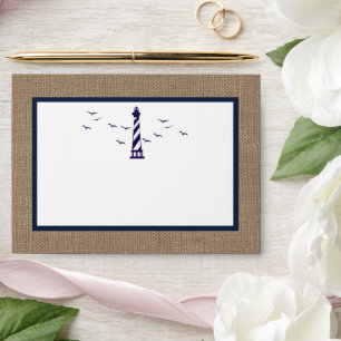 The Nautical Lighthouse Burlap Wedding Collection Envelope