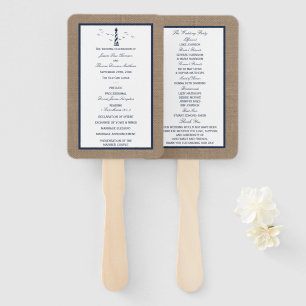 The Nautical Lighthouse Burlap Wedding Collection Hand Fan