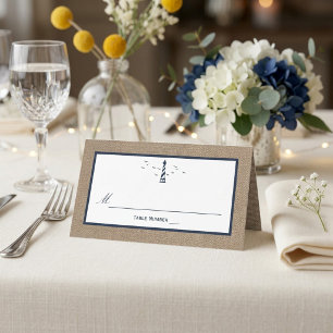 The Nautical Lighthouse Burlap Wedding Collection Place Card