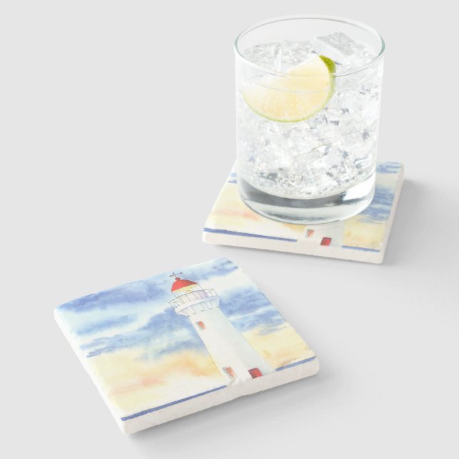 The Nautical Lighthouse Mountains Stone Coaster (Side)