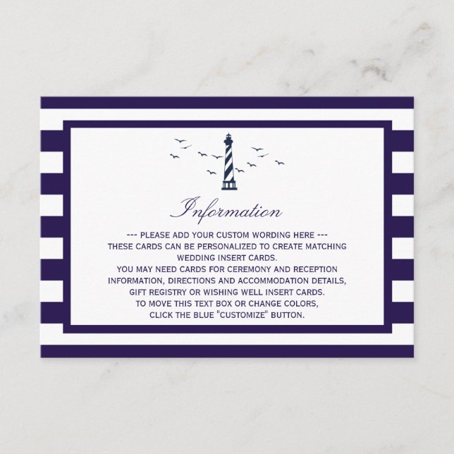 The Nautical Lighthouse Wedding Collection Detail Enclosure Card (Front)