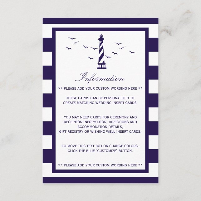 The Nautical Lighthouse Wedding Collection Enclosure Card (Front)