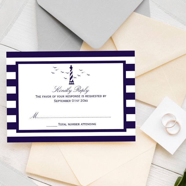 The Nautical Lighthouse Wedding Collection RSVP Card (Creator Uploaded)