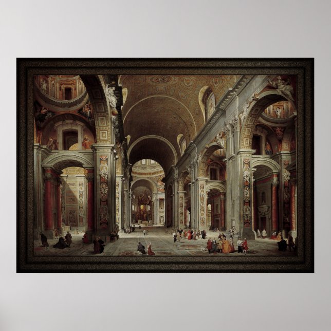 The Nave of St. Peter's Basilica in the Vatican Poster (Front)