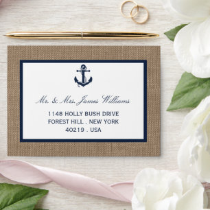 The Navy Anchor On Burlap Beach Wedding Collection Envelope