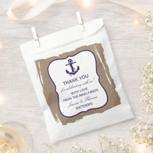 The Navy Anchor On Burlap Beach Wedding Collection Favour Bag