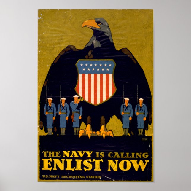 The Navy is Calling - Enlist Now Poster (Front)