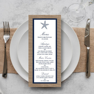 The Navy Starfish Burlap Beach Wedding Collection Menu