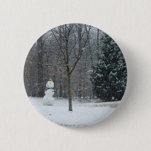 The Neighbour's Snowman Winter Snow Scene 2 Inch Round Button