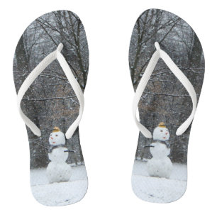 The Neighbour's Snowman Winter Snow Scene Flip Flops