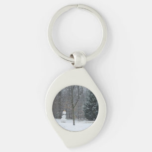 The Neighbour's Snowman Winter Snow Scene Keychain